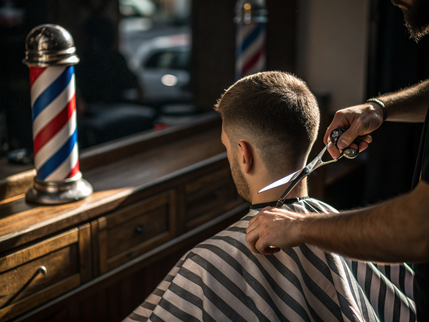 Detailopname van precisiewerk met de tondeuse